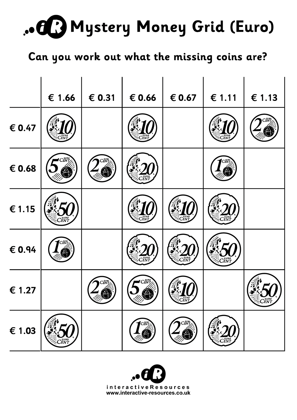 Teaching Money Free Money Worksheets 16 Fun Money Search Euro Worksheets For Download