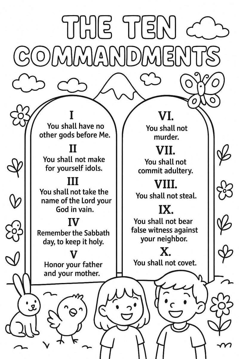 Ten Commandments Coloring Page Christian Bible Printable For Kids Sunday School Activity Sheet Religious Learning Worksheet Etsy Israel Free Printable Ten Commandments Coloring Pages Simple Living Mama