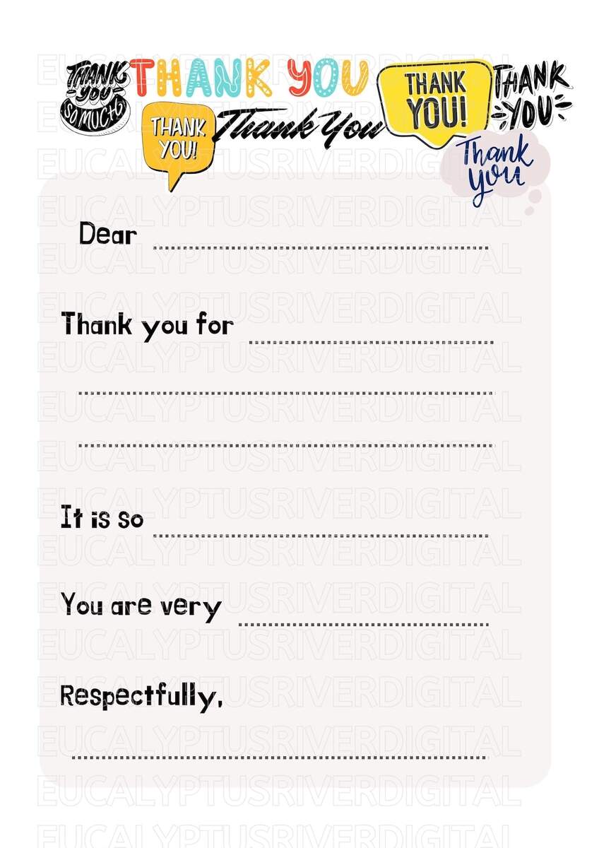 Thank You Letter Template Children Thank You Kid Thank You Etsy Thank You Note Templates Print What Matters