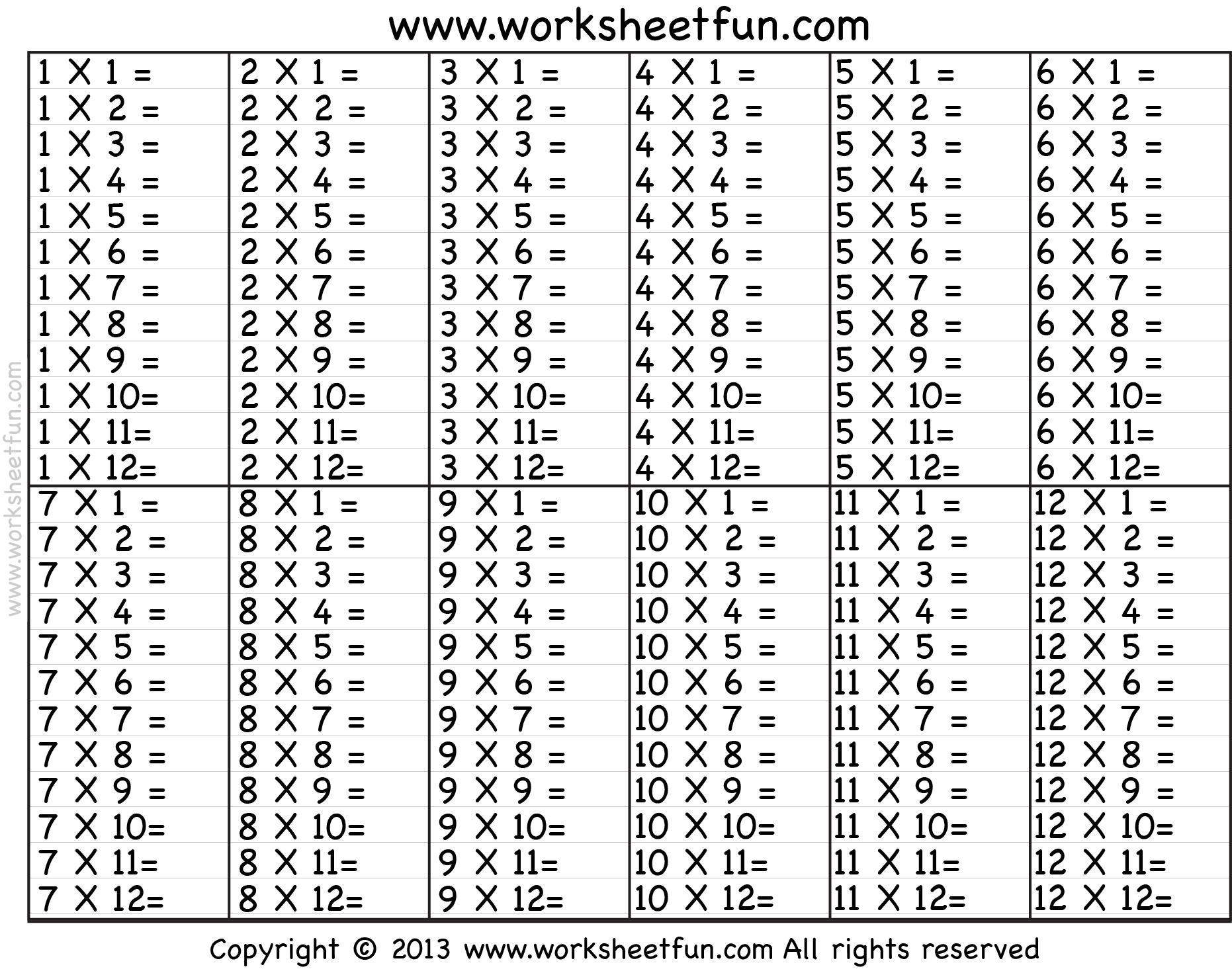 Times Table 2 12 Worksheets 1 2 3 4 5 6 7 8 9 10 11 12 13 14 15 16 17 18 19 And 20 FREE Printable Worksheets Worksheetfun Multiplication Charts PDF Free Printable Times Tables Free Printables Lettering SVG Files Tools Apps