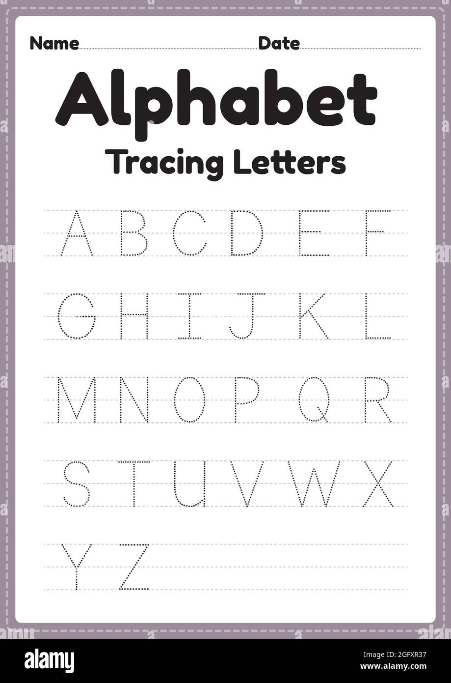 Tracing Letters Alphabet Worksheet For Kindergarten And Preschool Kids For Handwriting Practice And Educational Activities In A Printable Page Stock Vector Image Art Alamy Complete The Alphabet Worksheet Free Printable Doozy Moo