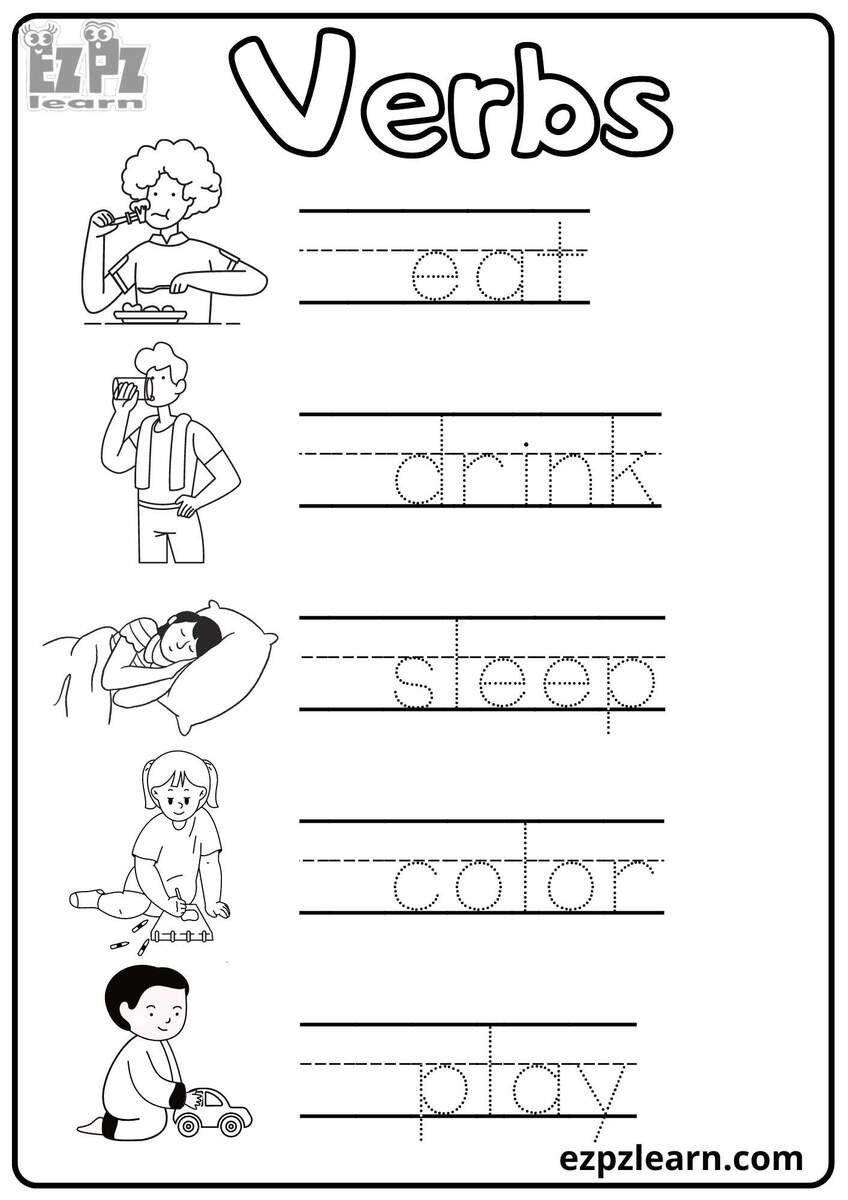 Verbs Tracing 4 Worksheet For Kids Free PDF Download Ezpzlearn Verbs Tracing 4 Worksheet For Kids Free PDF Download Ezpzlearn