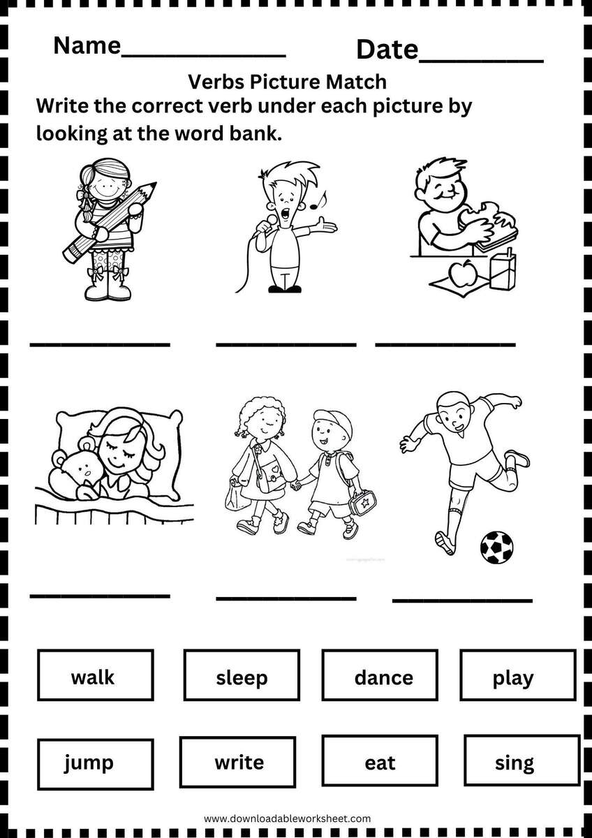 Verbs Worksheets Best Action Verbs Worksheets For Grade 1 9 Printable English Grammar Pages