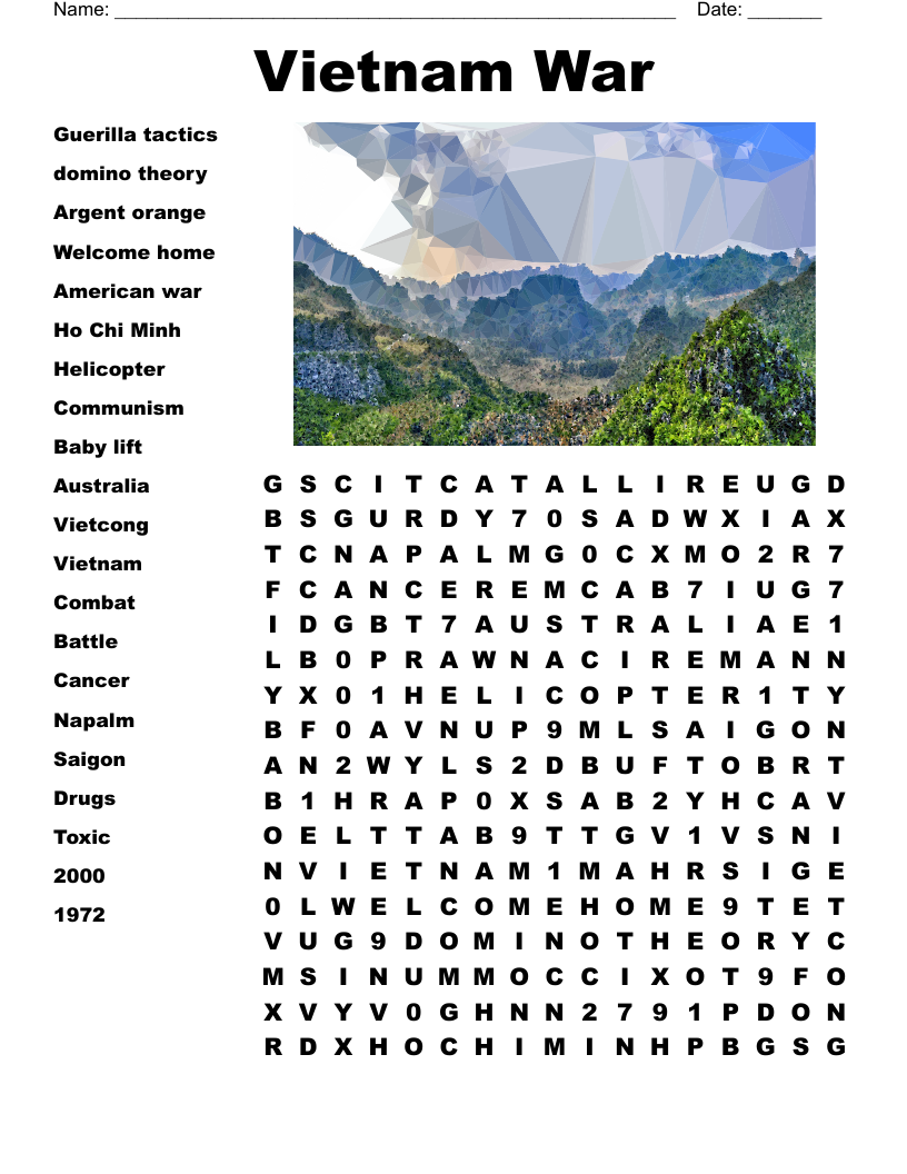 Vietnam War Worksheet WordMint