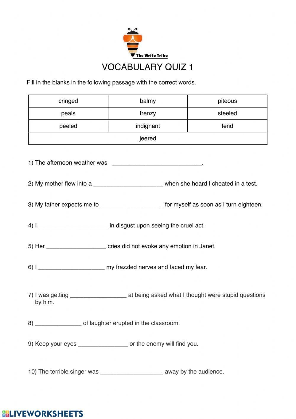 Vocabulary Interactive Exercise For GRADE 7 Worksheets Library Vocabulary Interactive Exercise For GRADE 7 Worksheets Library