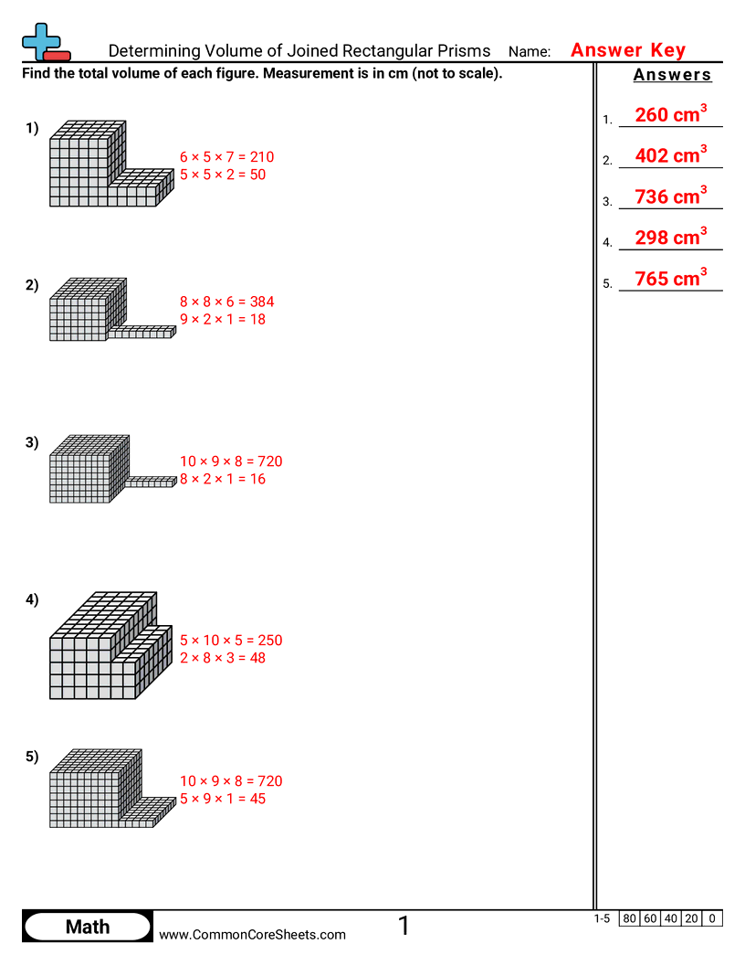 Volume Worksheets