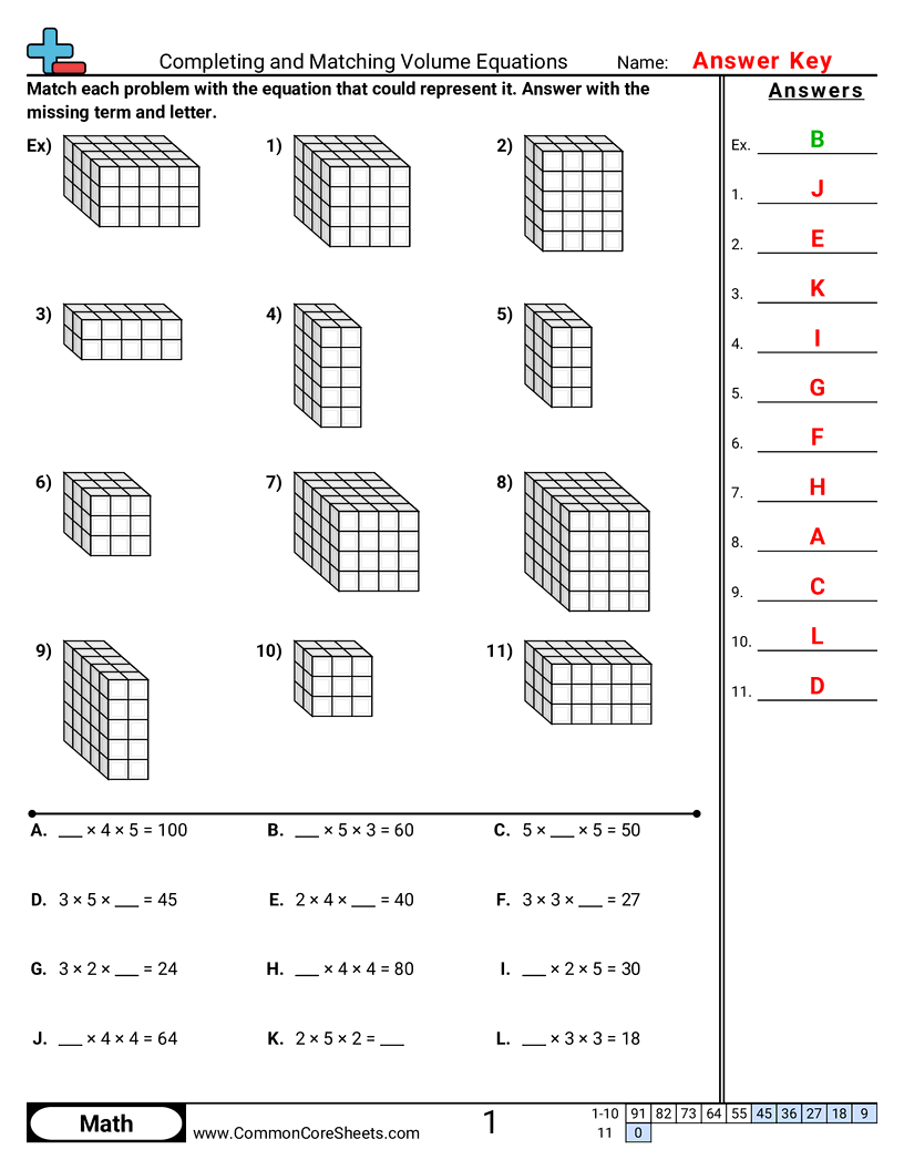 Volume Worksheets
