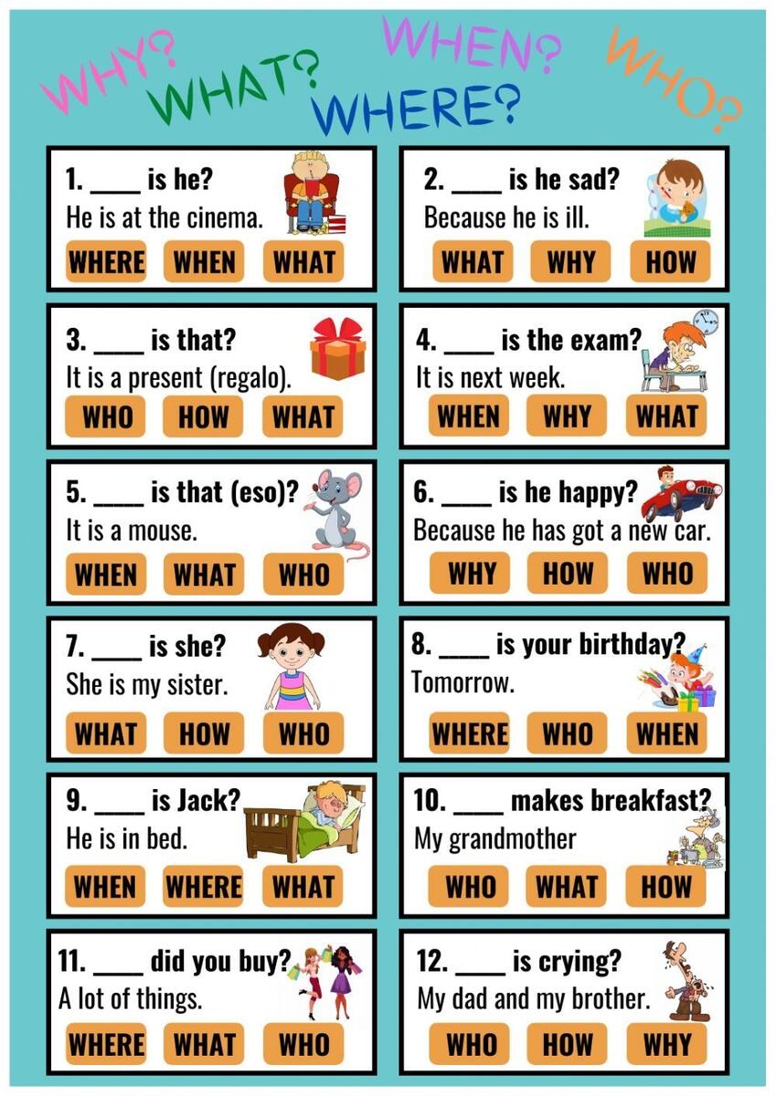 WH Question Words Worksheet