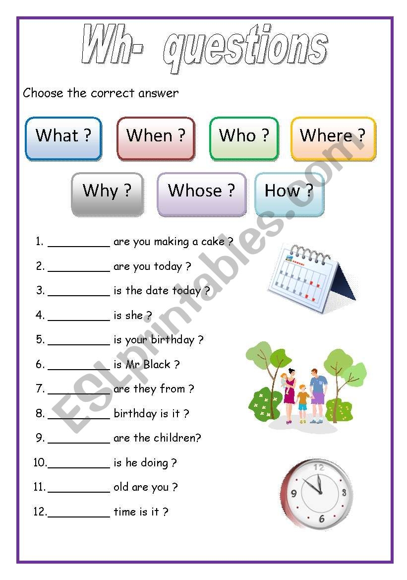 WH Questions English For Beginners ESL Worksheet By Lucak F WH Questions English For Beginners ESL Worksheet By Lucak F