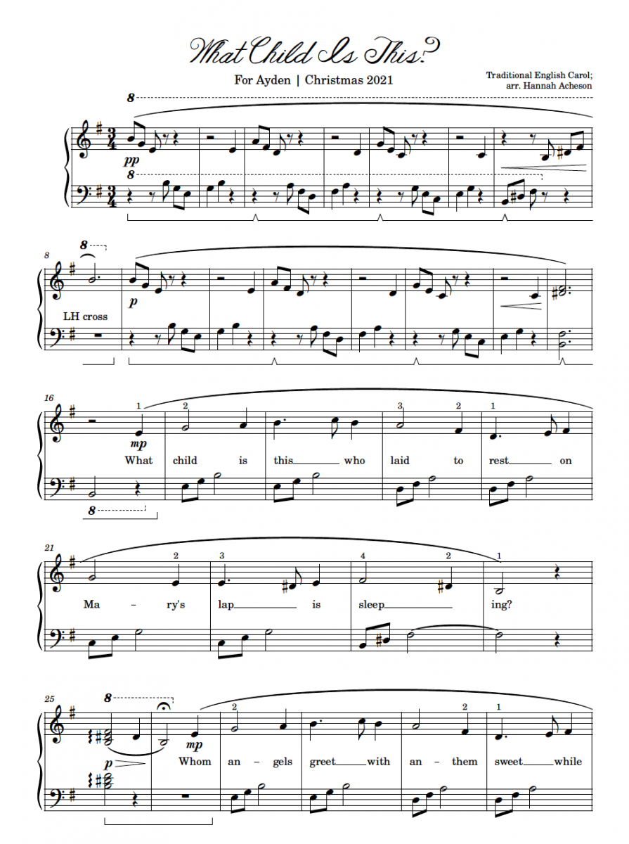 What Child Is This Free Christmas Sheet Music Acheson Piano What Child Is This Free Christmas Sheet Music Acheson Piano
