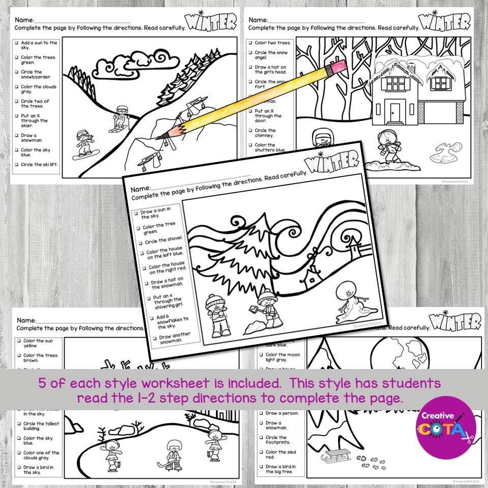 Winter Following Directions Coloring Activity For Listening Skills Made By Teachers Winter Following Directions Coloring Activity For Listening Skills Made By Teachers