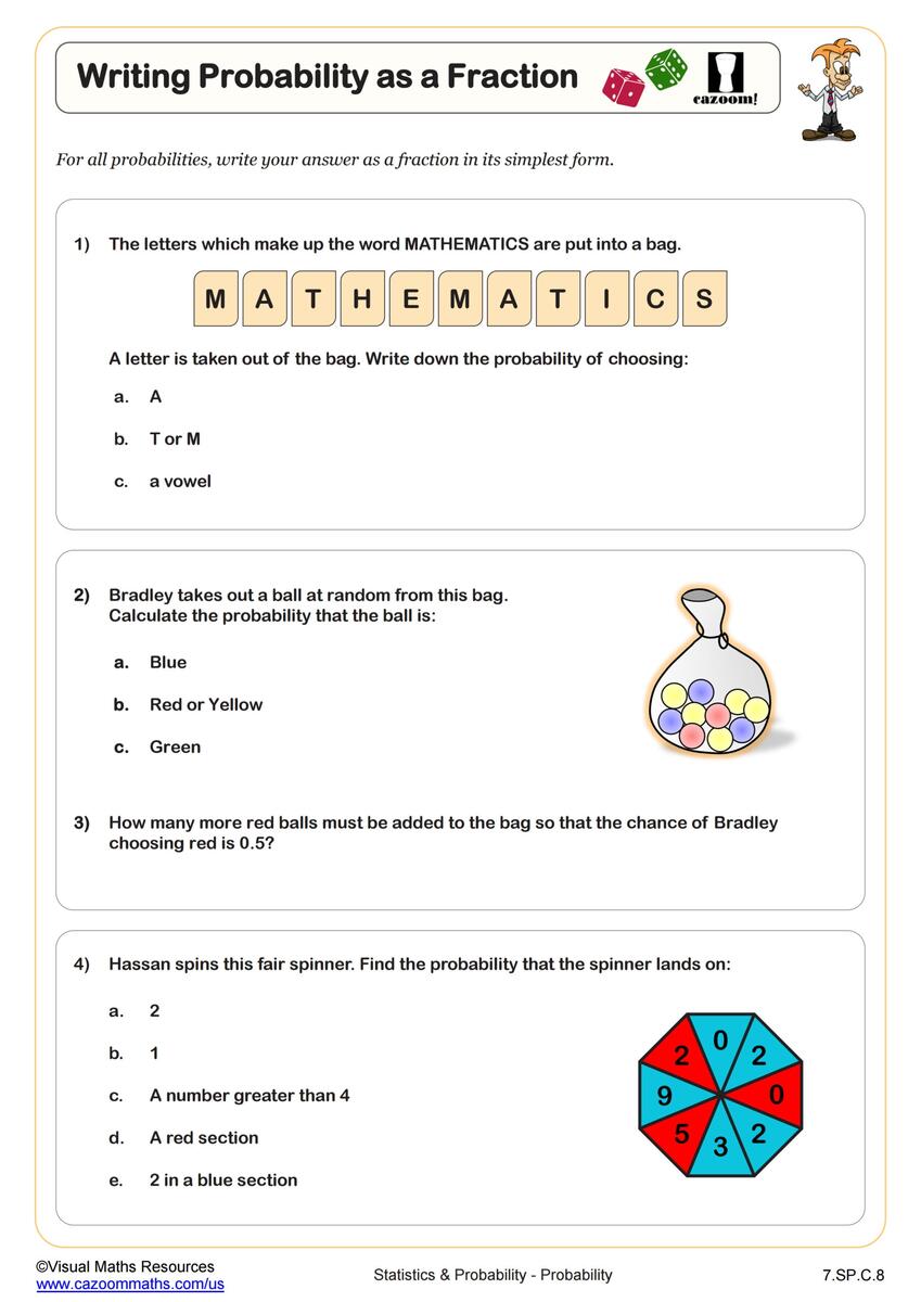 Probability Worksheets Printable Probability Scale Worksheets Probability Tree Diagram Worksheets Cazoom Maths
